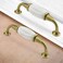 XINGYHENG 6PCS Cabinet Dresser Pulls White Ceramic Dresser Pulls Cupboard Drawer Pull Knobs Door Pull Handle with Screws 3896mm Centers Gold White 378 Inch Hole Centers