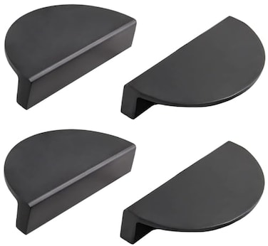 XMHF 4 Packs Matte Black Cabinet Pulls Semicircle Drawer Dresser Handles 212Inch Hole Center 3 Inch Overall Length Hardware