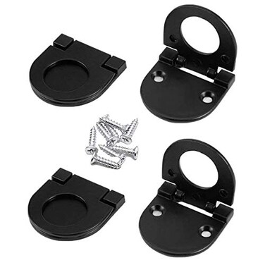 XMHF 4Pack Recessed Type Door Drawer Handle Modern Flush Ring Kitchen Dresser Furniture Handle PullFlat Black Oval