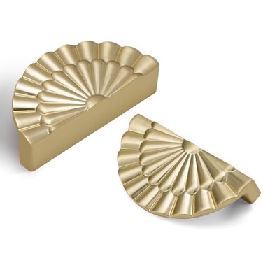 Yagman Brushed Gold Cabinet Pulls 10 Pack 3 Inch Modern Drawer Handles Kitchen Cupboard Half Moon Bathroom Dresser Sunflower Cup Flat Pull SHBG7610