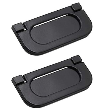 Yoohey Hitefu Yoohey 2 Pack Modern Flush Ring Pull Flush Mount Door Pull Handle 25 Inch Hole Distance Zinc Alloy Flush Recessed Handle for Cabinet Kitchen Furniture Black
