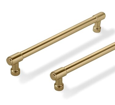 ZAUYX Solid Heavy Duty Jasper Pulls 2 Pack Brushed Gold Cabinet Pulls 6 Inch Hole Centers for Kitchen Cupboard Handles Modern Drawer Pulls Bathroom Brushed Brass Cabinet Pulls