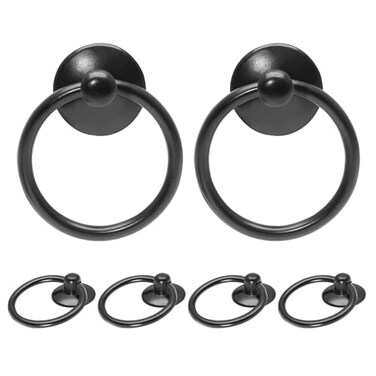 Zernmiarder 6pcs Black Drop Ring Drawer Pulls Vintage Cabinet Ring Handles Metal Drawer Knobs for Dresser Drawers Cupboards