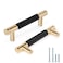 Zernmiarder Knurled Cabinet Pulls 2 Pack 4 Inch Long Cabinet Handles Metal Door Pulls Kitchen Drawer Pull Knurled Dresser Handles 3 Hole to Hole Black Gold