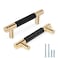 Zernmiarder Knurled Cabinet Pulls 2 Pack 4 Inch Long Cabinet Handles Metal Door Pulls Kitchen Drawer Pull Knurled Dresser Handles 3 Hole to Hole Black Gold