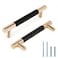 Zernmiarder Knurled Cabinet Pulls 2 Pack 5 Inch Long Cabinet Handles Metal Door Pulls Kitchen Drawer Pull Knurled Dresser Handles 3 34 Hole to Hole Black Gold