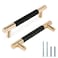 Zernmiarder Knurled Cabinet Pulls 2 Pack 5 Inch Long Cabinet Handles Metal Door Pulls Kitchen Drawer Pull Knurled Dresser Handles 3 34 Hole to Hole Black Gold