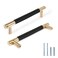 Zernmiarder Knurled Cabinet Pulls 2 Pack 6 Inch Long Cabinet Handles Metal Door Pulls Kitchen Drawer Pull Knurled Dresser Handles 5 Hole to Hole Black Gold