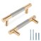 Zernmiarder Knurled Cabinet Pulls 6 Pack 4 Inch Long Cabinet Handles Metal Door Pulls Kitchen Drawer Pull Knurled Dresser Handles 3 Hole to Hole Grey Gold