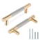 Zernmiarder Knurled Cabinet Pulls 6 Pack 4 Inch Long Cabinet Handles Metal Door Pulls Kitchen Drawer Pull Knurled Dresser Handles 3 Hole to Hole Grey Gold