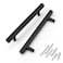KNOBWELL 6 Pack 5 Modern Stainless Steel T Bar Cabinet Handles Square Black Drawer Pulls Kitchen Cupboard Handles Hole Center 5 Overall Length 712
