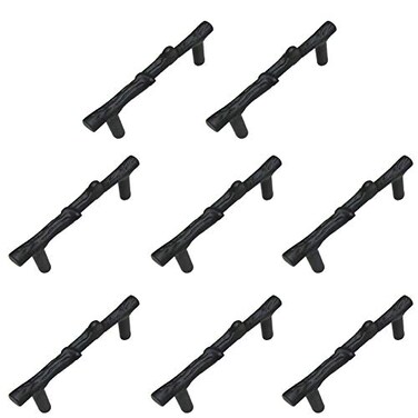 Jinyuanchao 8PCS 3inch Hole Center Tree Branch BlackDresser Handles Modern Alloy Cabinet Handles Drawer Pulls Leaf HandleModern Style