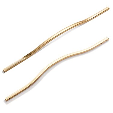 Goo-Ki GooKi Low Profile Brushed Brass Cabinet Pulls Double Hole Centers 113126 Zinc Alloy Handle for Drawer Cupboard Wardrobe6 Packed