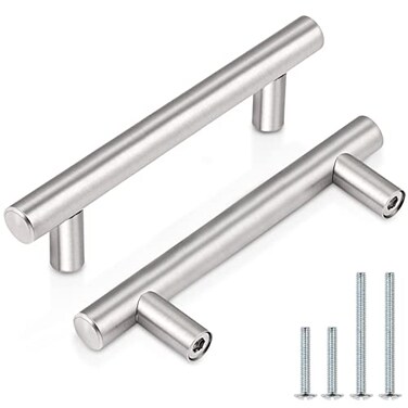Probrico 5 PackT Bar Cabinet Pulls Stainless Steel Kitchen Handles Bathroom Cupboard Knobs 3 Hole Centers 5 Inch Total Length