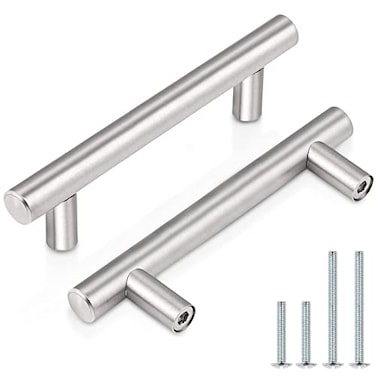 Probrico 10 Pack 3 Inch Hole Centers Euro T Bar Cabinet Pulls Stainless Steel Kitchen Drawer Handles 5 Inch Total Length