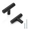 Probrico 5 Pack Black Cabinet Knobs Drawer T Knobs Kitchen Single Hole Cabinet Knobs 2 Overall Length 12mm Bar Diameter