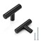 Probrico 5 Pack Black Cabinet Knobs Drawer T Knobs Kitchen Single Hole Cabinet Knobs 2 Overall Length 12mm Bar Diameter