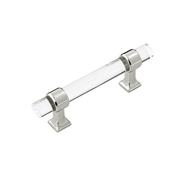 Hickory Hardware 1 Pack Solid Core Kitchen Cabinet Pulls Luxury Cabinet Handles Hardware for Doors Dresser Drawers 3 Inch Hole Center Crysacrylic with Polished Nickel Crystal Palace Collection