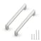 Probrico 5 Pack Hole Centers 5 inch Brushed Satin Nickel Kitchen Cabinet PullsSquare Corner Bar Drawer HandlesStainless Steel Dresser Pull Handle 55inch Length