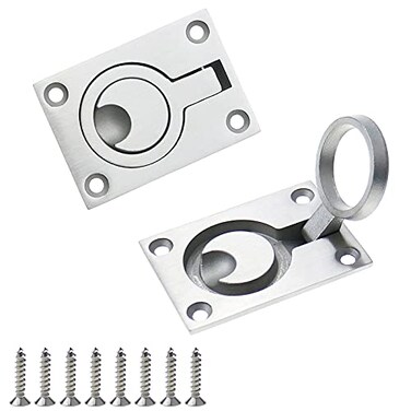 DonLeeving Luckycivia 2 Pack Stainless Steel Square Flush Pull Ring Handles 304 Hidden Recessed Furniture Handle Recessed Boat Hatch Latch Cabinet Flush Mount Lifting Ring Pull Handle 244 x 173 Inch
