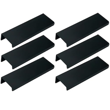 LC LICTOP 394 Inch Black Finger Pulls for Cabinet 6Pcs 252 Inch Hole Spacing Aluminum Alloy Edge Pulls Furniture Handle Back Mount Concealed Handles for Cupboard Drawer Dresser Wardrobe