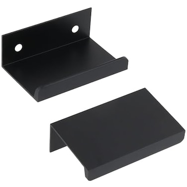 LC LICTOP 197 Inch Black Finger Pulls 6Pcs 126 Inch Hole Spacing Aluminum Alloy Edge Pulls Furniture Handle Back Mount Concealed Handles for Cabinets Cupboard Drawer Dresser Wardrobe