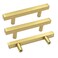 Goldenwarm 2 Pack Gold Cabinet Handles 33496mm Brushed Brass Cabinet Pulls T Bar Drawer Pulls for Kitchen Cupboard Drawer Hardware