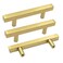 Goldenwarm 2 Pack Gold Cabinet Handles 33496mm Brushed Brass Cabinet Pulls T Bar Drawer Pulls for Kitchen Cupboard Drawer Hardware