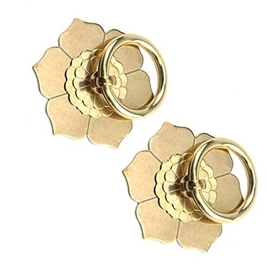 Bitray Ring Pulls Vintage Style Gold Flower Shape Dresser Drawer Cabinet Pulls 2PCS
