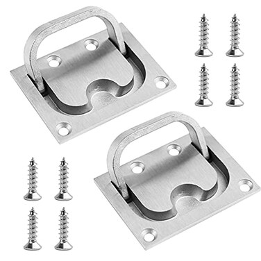 CLIO Stainless Steel Hatch Pull Flush Lift Solid Boat Ring Hatches Handles for Boat Deck Hatch Flush Ring Pull Home Furniture Drawer Cabinet Recessed Lid Handle 2 Pack of Flush Ring Pull