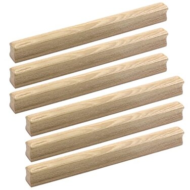 MY MIRONEY 6Pcs Solid Wood Finished Drawer Pulls Ash Wood Cabinet Handles Hardware Furniture Dresser Wardrobe Handles Pulls with Screws 756 Hole Centers