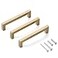 Aibeli 30 Pack Champagne Cabinet Pulls 5 Inch Hole Center Square Champagne Bronze Cabinet Handles Dresser Drawer Handles Stainless Steel Kitchen Handles for Cabinets Kitchen Hardware