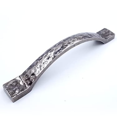 JETLAND Jetland Arched Hammered Cabinet Pulls 2Pack Aged Silver 5 Hole Centers Rustic Solid Cast Handle Pulls for Dresser Nightstand Furniture HT0611OS127
