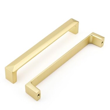 Haidms 25 Pack Gold Cabinet Handles 5 Inch128mm Hole Center Soild Zinc Alloy Brushed Gold Cabinet Pulls Kitchen Drawer Pulls Cupboard Hardware for Kitchen