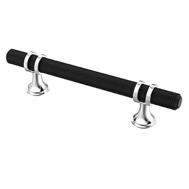 Alzassbg 10 Pack Matt Black and Silver Cabinet Pulls 334 Inch96mm Hole Centers Kitchen Hardware Knurled Cabinet Handles for Cabinets and Drawers AL3087CPMB
