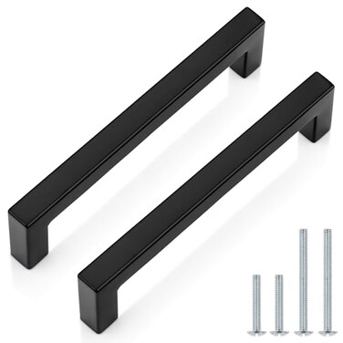 Probrico 30 Pack 5 Inch 128mm Hole Center Cabinet Handles Stainless Steel Kitchen Drawer Pulls Square Bar Cabinet Hardware for Kitchen Bathroom Cupboard