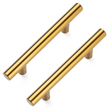 Aegero 10 Pack Cabinet Pulls Brushed Brass Stainless Cabinet Handles for Kitchen and Bathroom Cabinets 5 Inch Length 3 Inch Hole Center