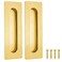 Malimali 7 Inch Large Recessed Finger Flush Pulls for Barn Door Pocket Door Heavy Duty Sliding Closet Door Handle Brushed Gold Stainless Steel Rectangular Door Pulls Hardware2 Pack