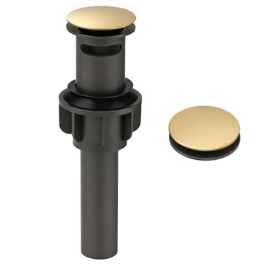 ARCORA Bathroom Sink Drain with Overflow Brushed Gold Pop Up Drain for Bathroom Sink Lavatory Vessel Vanity Sink Stopper for 1619 Sink Hole