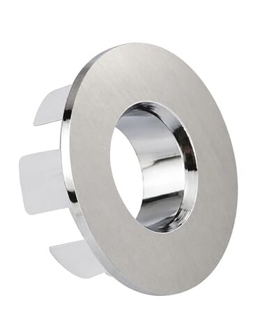 BWE Brushed Nickel Sink Basin Trim Overflow Cover Brass Insert in Hole Round Caps