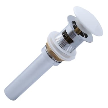 KINGWONG Universal Bathroom Sink Drain with PopUpOverflow HoleCeramic White Cap Stainless Steel Body Easy to Install Durable Copper Mesh Filter Fits Standard Sink With Overflow White Silver