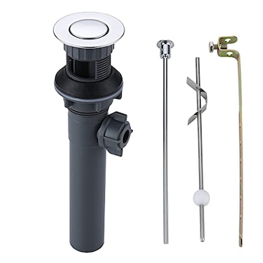 WOWOW Pop Up Drain Assembly with Lift Rod and Overflow Drain Stopper Assembly for Bathroom FaucetChrome
