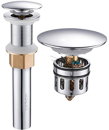 REGALMIX Bathroom Sink Drain Vessel Sink Pop Up Drain with Detachable Basket StopperAntiExplosion and AntiClogging Drain Strainer Sink Drain Assembly Without Overflow Polished Chrome RWF082A