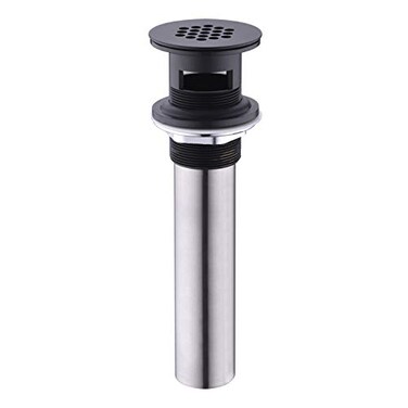 Delle Rosa Matte Black Bathroom Sink Drain StrainerGrid Drain Strainer Assembly with Overflow for Bathroom Sink Vessel Sink Drain Made of Brass