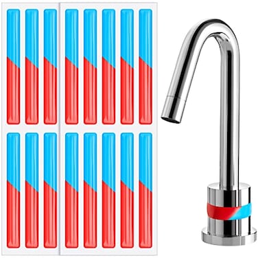 Gueevin 20 Pcs Hot and Cold Water Label Hot and Cold Indicator Waterproof Faucet Label Self Stick Hot Sign Cold Sign for Kitchen Bathroom Faucet Shower Escutcheon