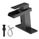 BATHLAVISH Waterfall Bathroom Faucet Single Hole Matte Black Single Handle Bathroom Faucets for 1 or 3 Hole Sink Faucet wPop Up Drain Mixer Tap Basin Deck Supply Hoses