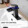 BATHLAVISH Waterfall Bathroom Faucet Single Hole Matte Black Single Handle Bathroom Faucets for 1 or 3 Hole Sink Faucet wPop Up Drain Mixer Tap Basin Deck Supply Hoses