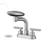 Chivina Bathroom Sink Faucet 3 Hole Brushed Nickel 4 Inch Centerset4 Modes Waterfall Bathroom Faucet 2 Handle with 360 Swivel Spout Pop Up Drain