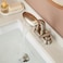Chivina Bathroom Sink Faucet 3 Hole Brushed Nickel 4 Inch Centerset4 Modes Waterfall Bathroom Faucet 2 Handle with 360 Swivel Spout Pop Up Drain