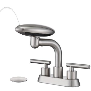 Chivina Bathroom Sink Faucet 3 Hole Brushed Nickel 4 Inch Centerset4 Modes Waterfall Bathroom Faucet 2 Handle with 360 Swivel Spout Pop Up Drain
